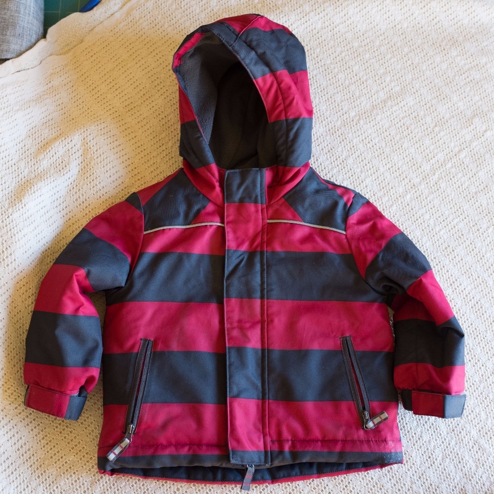 18M Striped puffer hooded winter coat